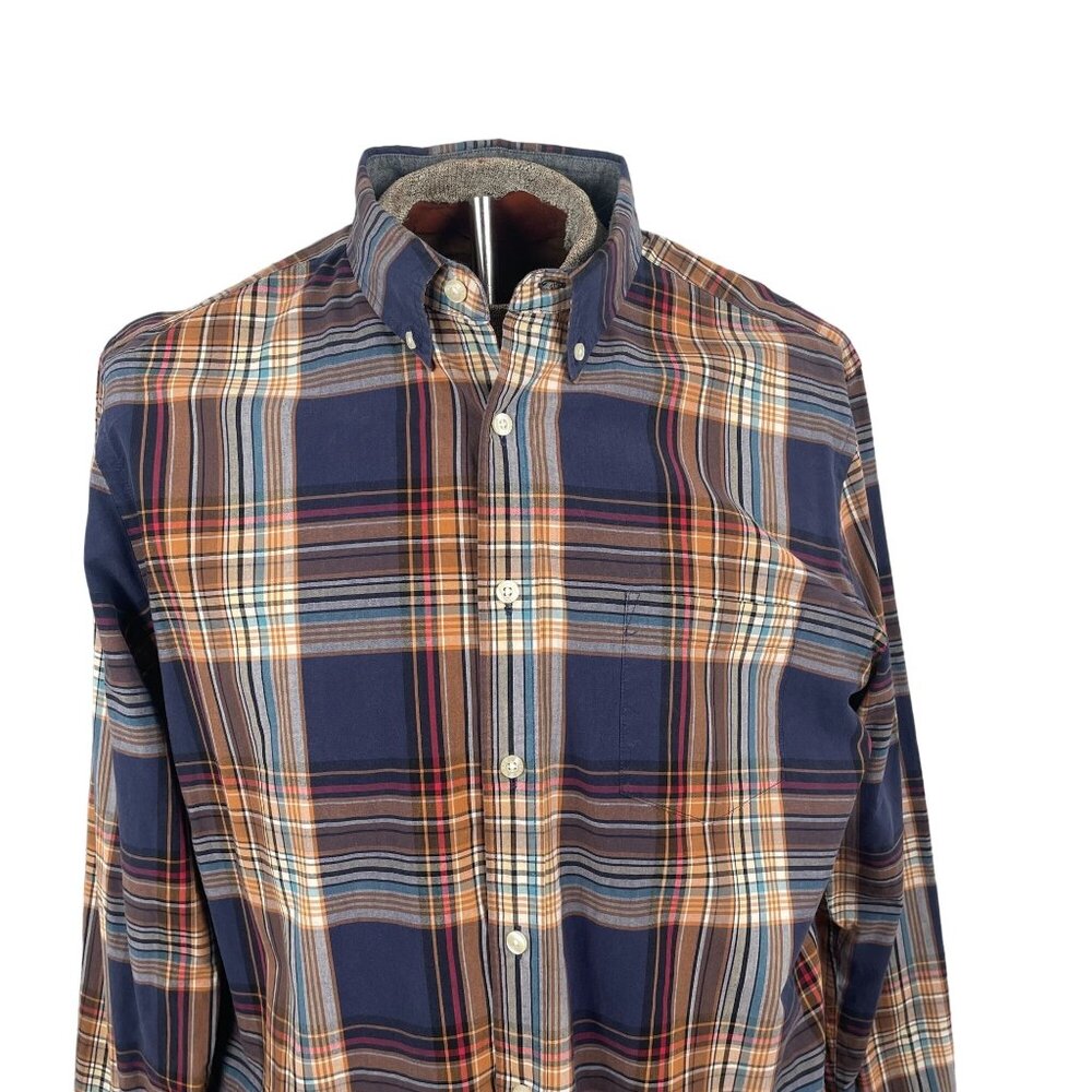 J.Crew Mens Plaid Button-Down Shirt Size Large 100% Cotton Long Sleeve